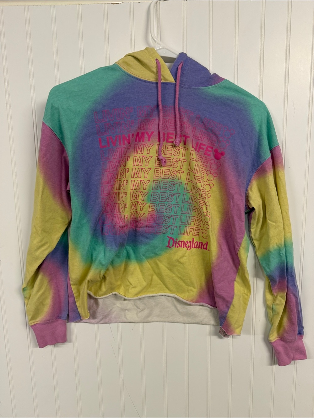 Disney Tie-Dye Crewneck Hoodie — Yellow, Green, Purple, Pink, Blue